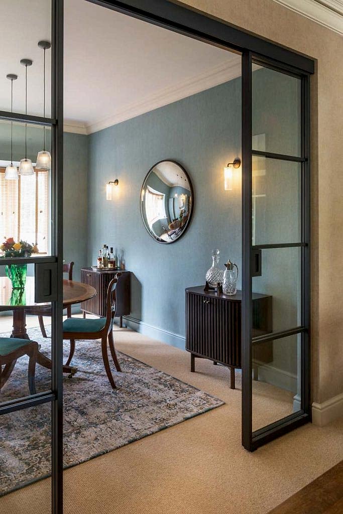 Bespoke dining room interior by Fentum Interiors featuring luxury furnishings and elegant residential design in Surrey